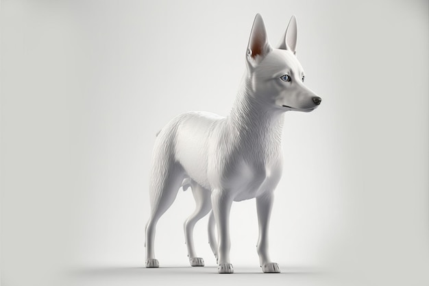 3d full body dog in cartoon style full studio center in small white background