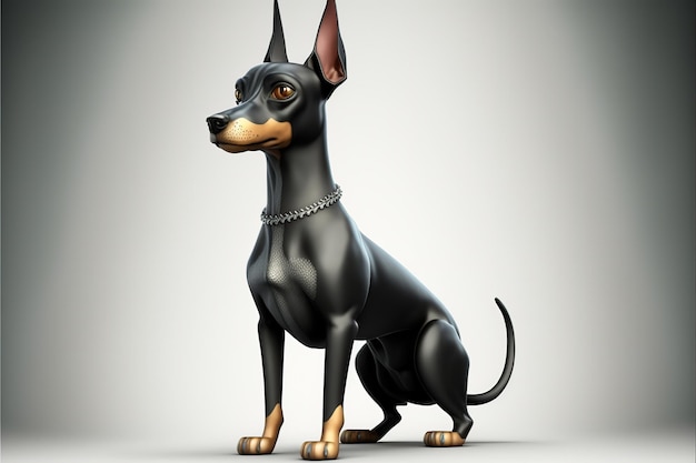 3d full body dog in cartoon style full studio center in small white background