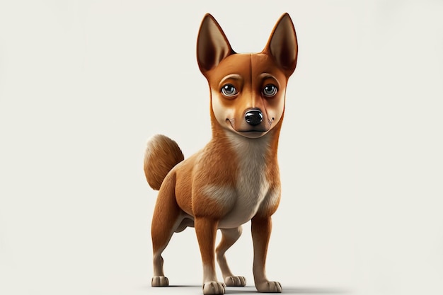 3d full body dog in cartoon style full studio center in small white background