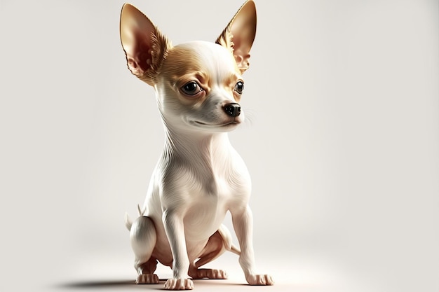 Фото 3d собака в полный рост в мультяшном стиле полный студийный центр на маленьком белом фоне