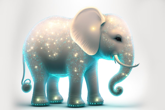 3D full body Olifant in cartoon stijl volledige studio centrum in kleine witte achtergrond