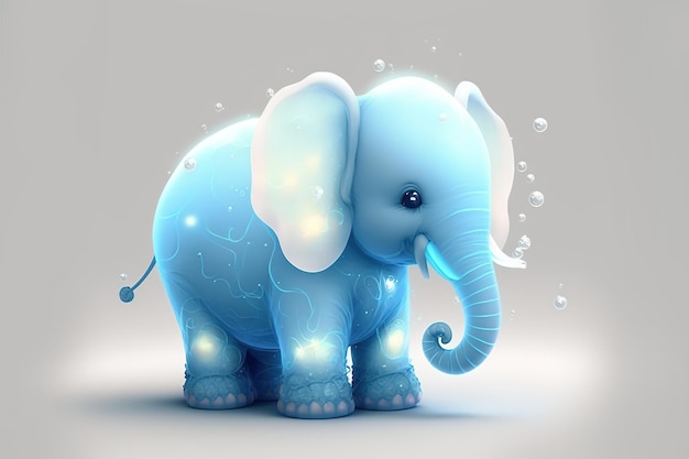 3D full body Olifant in cartoon stijl volledige studio centrum in kleine witte achtergrond