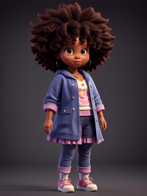 3D full body portret schattige afro baby