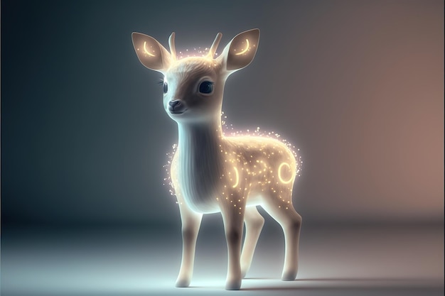 3d full body young deer in cartoon style full studio center in small white background