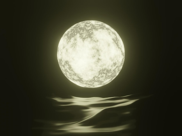 3D full moon night