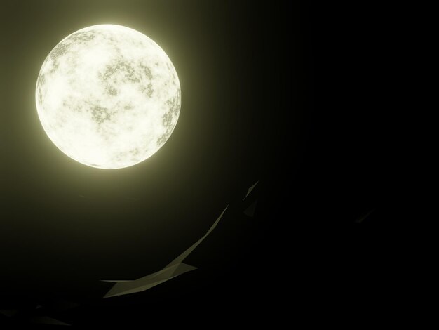 3D full moon night