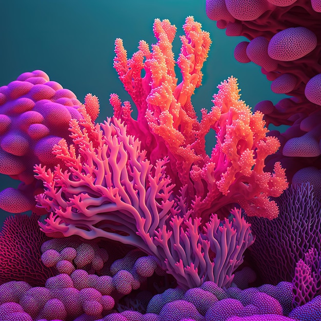 3D fullcolor koraalrif illustratie