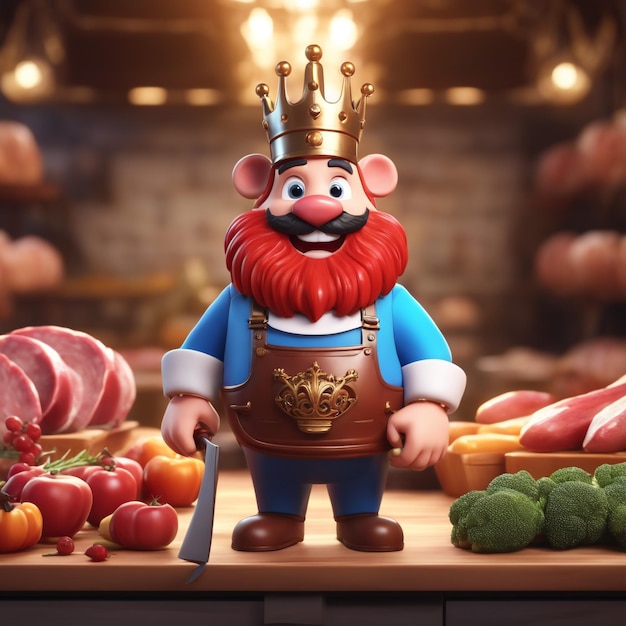 3d fun character cartoon butcher high quality background