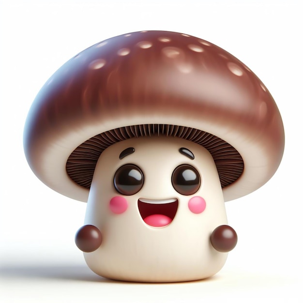 3D смешной мультфильм съедобного гриба Сельское хозяйство и здоровая еда, созданная ИИ