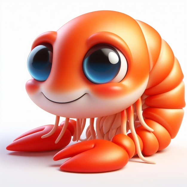 3D funny cartoon of a lobster Sea food AI generated