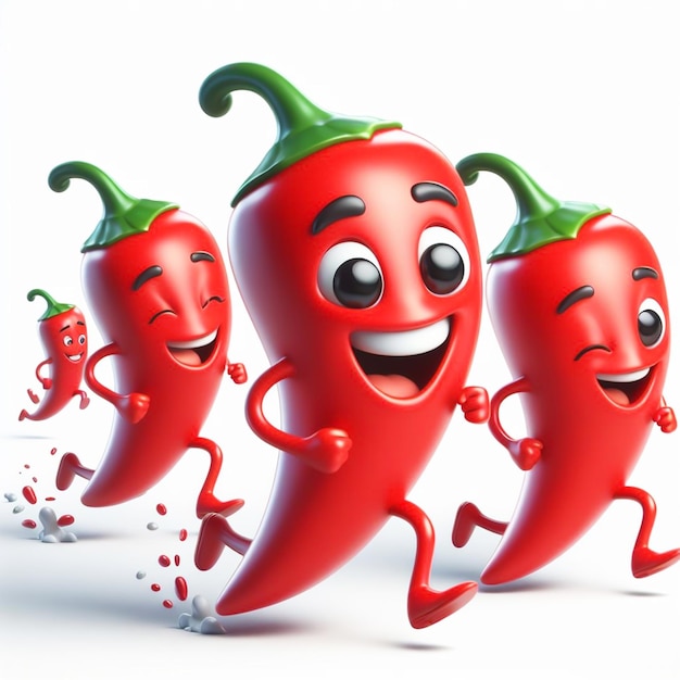 3D funny cartoon of red chili pepper Agriculture and healthy food AI generated