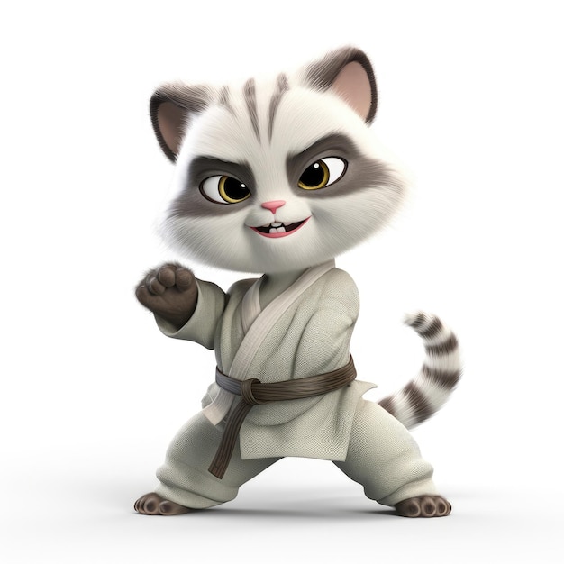 Photo 3d funny karate cat