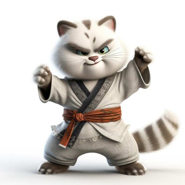 Photo 3d funny karate cat