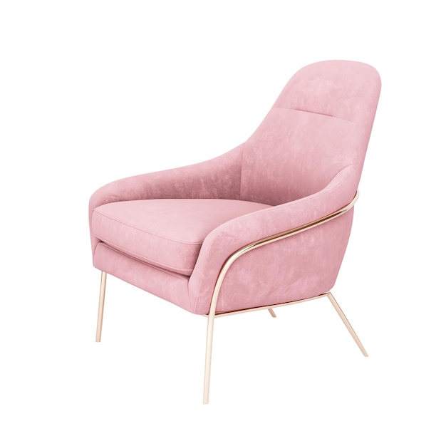 3 d の家具ピンク facric レジャー 1 つのソファは、白い背景で隔離の生活のための装飾デザイン