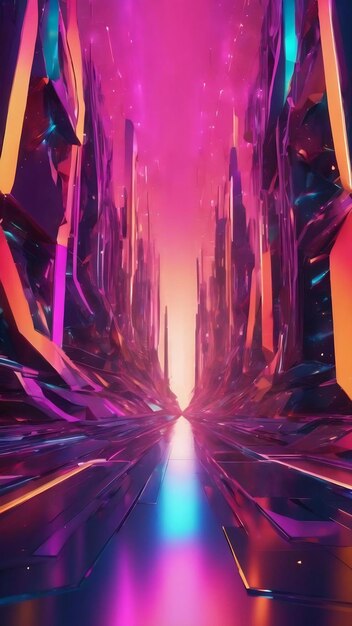 3d futuristic abstract background with geometric shapes and colorful light leaks