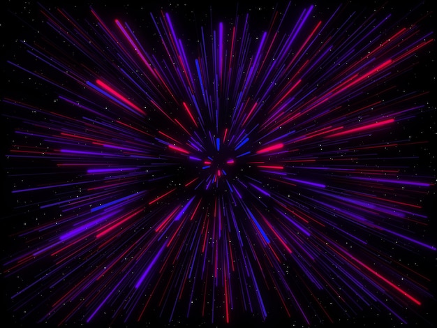 3d futuristic background with hyperspace zoom design