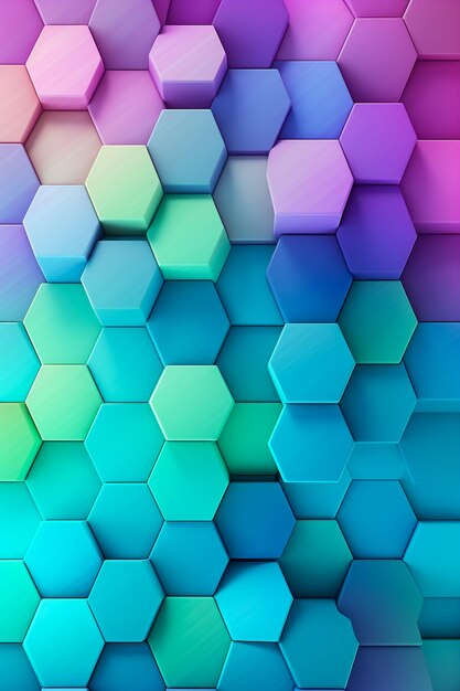 3d futuristic colorful geometric hexagon background with mesh cells texture wallpaper