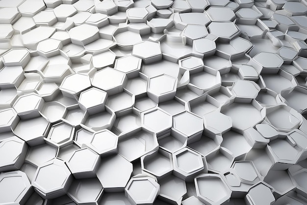 Foto fondo bianco a mosaico a nido d'ape 3d futuristico