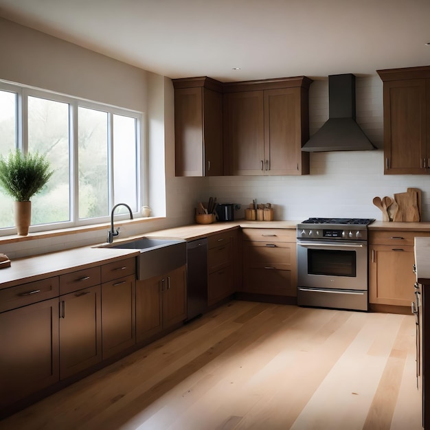 Photo 3d futuristic modern kitchen design