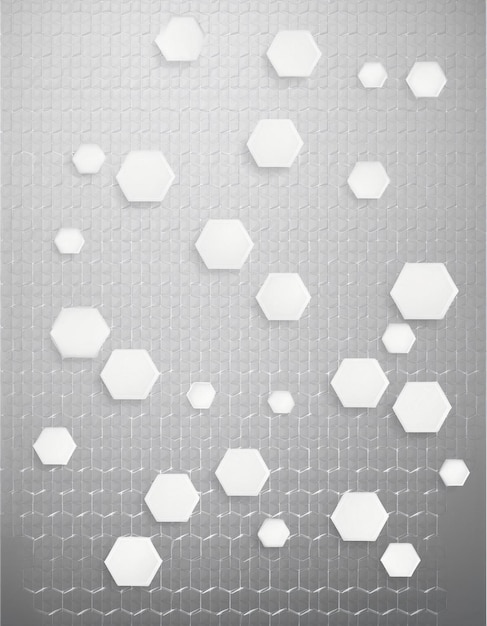 3D Futuristische honingraatmozaïek witte achtergrond Realistische geometrische textuur Abstracte witte vector