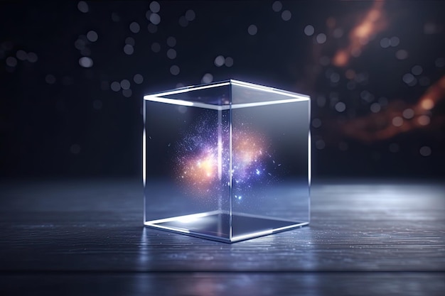 立方体の中で成長する3D銀河の光