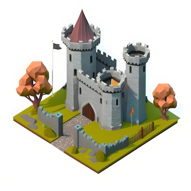 Disegni di risorse di gioco 3d, castello 3d