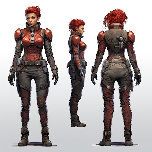 3D 게임 격렬한 우주 해적 틴의 캐릭터, 갑옷과 무기가 있는 SF 게임 요소