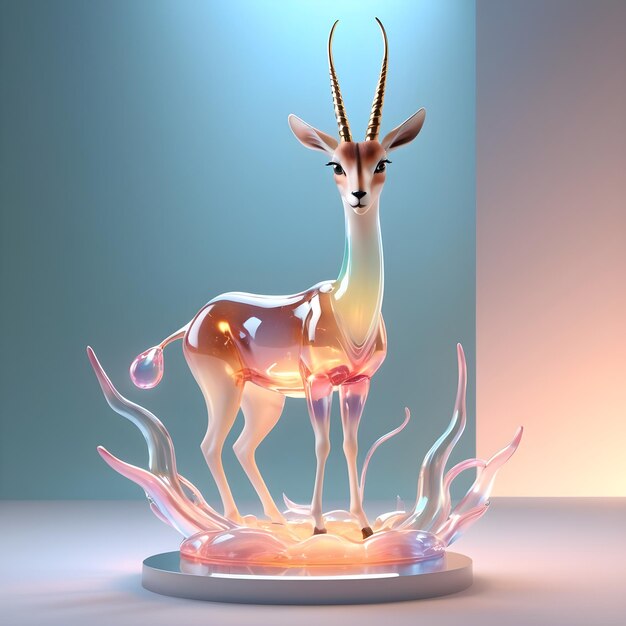 Photo 3d gazelle glass statue