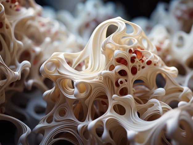 3D gedrukte biopolymer installatie kunstobject close-up