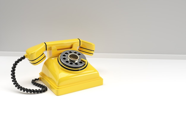 3D geef Concept de oude illustratie van het kunstontwerp van de telefoon 3D terug.