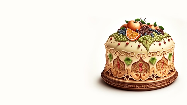 3d geef mooie decoratieve fruitcake terug