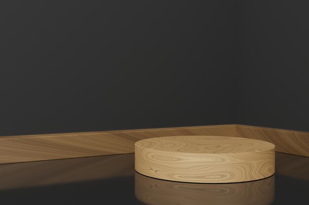 3d geef productvertoning terug met houten podiumachtergrond