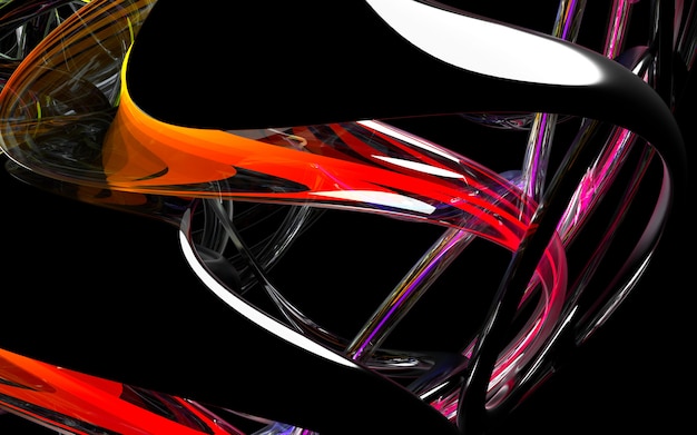 3d geef van abstracte kunst terug 3d achtergrond met een deel van rotordetail in glas en metaaldeel met rood licht