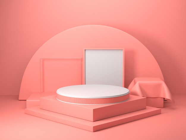 3d geef van abstracte roze kleuren geometrische vorm, modern minimalistisch model voor podiumvertoning of showcase terug