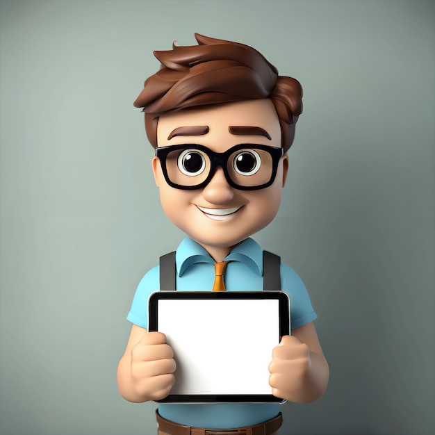 3d geek with tablet