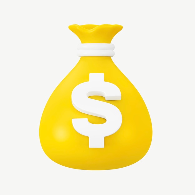 3D geel geld zak collage element psd