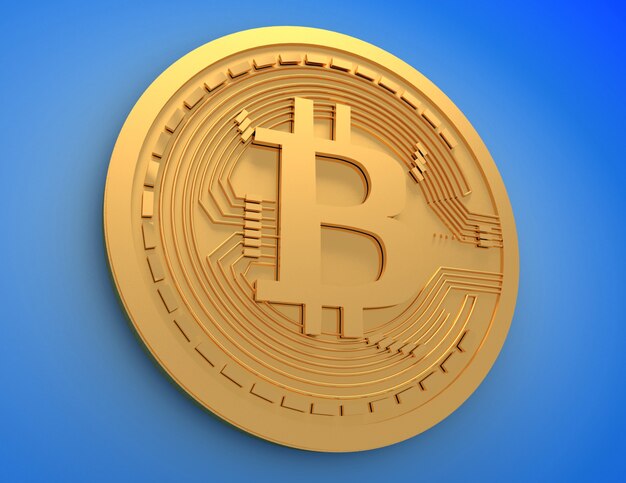 3d geïsoleerd bitcoin-concept. 3D-gerenderde afbeelding