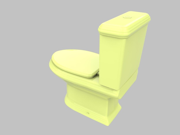 3d gele geïsoleerde stoel kast toilet wc porselein illustratie