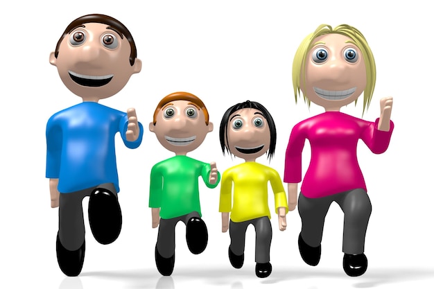 3D gelukkig familie lopend sportconcept