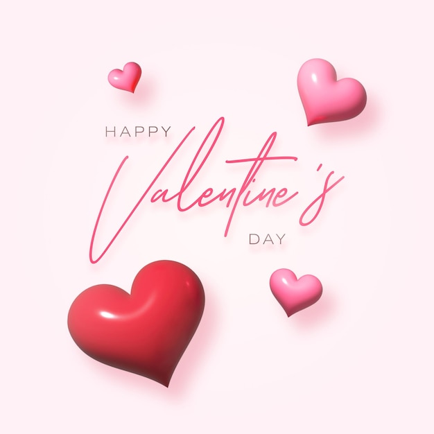 3d gelukkige valentine039s dag wens harten groet feestelijk viering jongen meisje roze liefde paar 14 feb