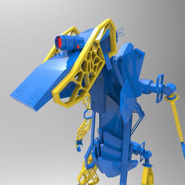 ロボットの3Dジェネレーティブデザイン-3Dイラストレーション