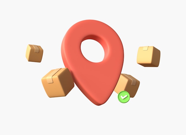 3D-икона геолокации для отслеживания посылок GPS на карте доставка логистики или концепция распределения 3D-рендеринг