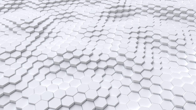 3d geometric abstract hexagonal white background