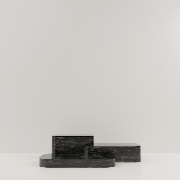 3d geometric black marble podium for product placement