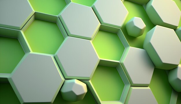 3d geometric shape green abstract background generative ai