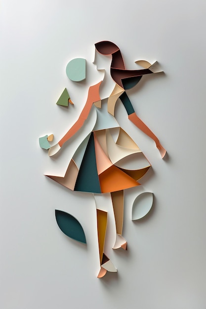 Foto forme geometriche 3d che formano il contorno di una donna