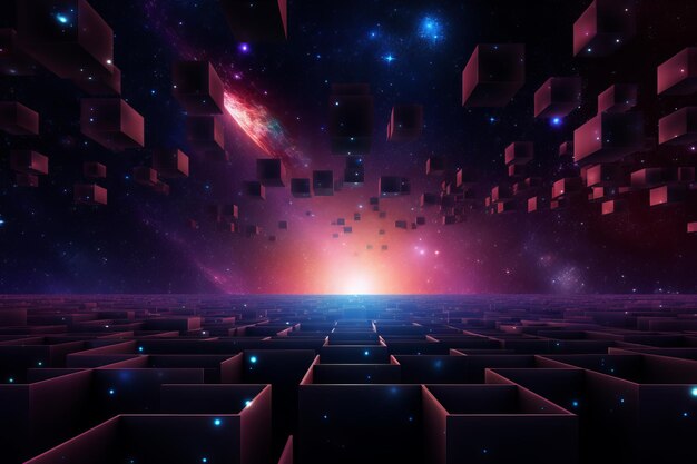 3D geometric space background 3d rendering Computer digital drawing