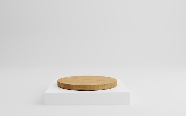 3d geometric wood podium for product placement