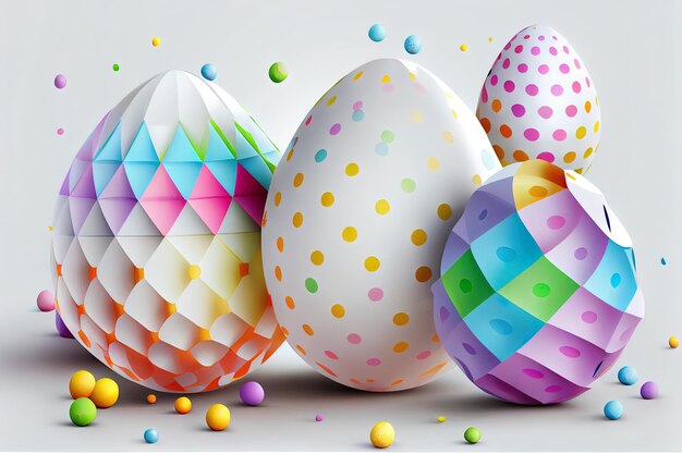 3d geometry easter background with eggs. For creative banners.