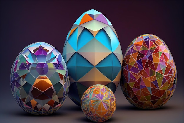 3d geometry easter background with eggs. For creative banners.